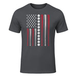 Patriotic Baseball Fourth of July USA Flag T-Shirt in Charcoal - front view