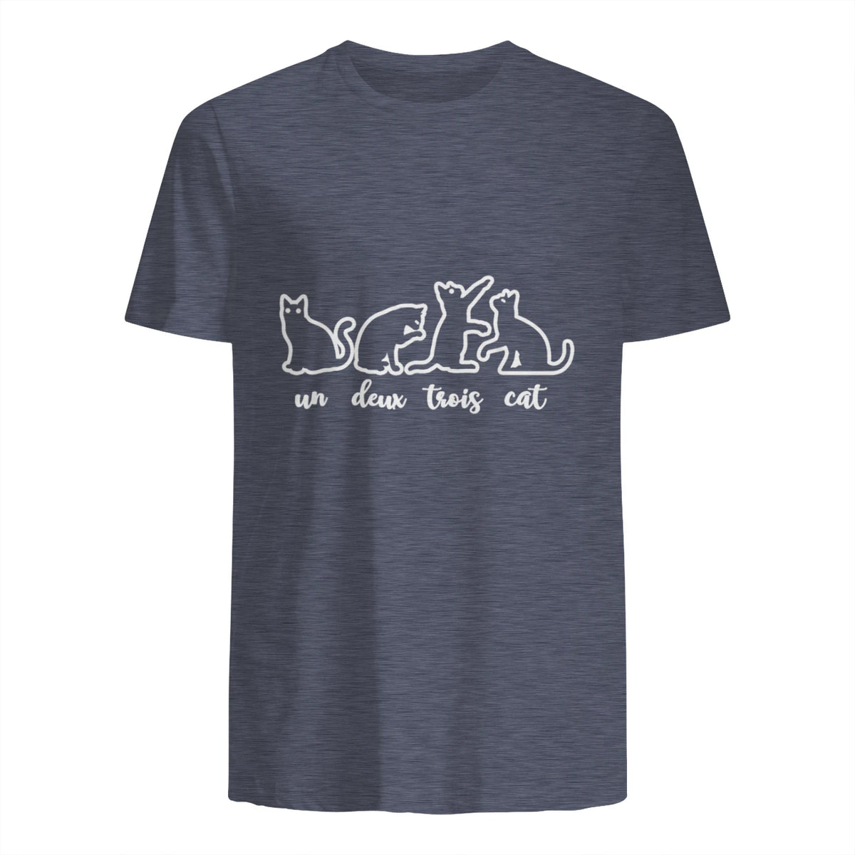 Un Deux Trois Cat, Cute & Funny Kittens, Gift For Cat Lovers T-Shirt in Heather Navy - back view