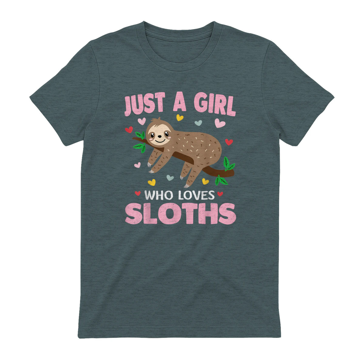 Just a Girl Who Loves Sloths Shirt Gift For Sloths Lover in Dark Heather - back view