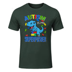 Kids Autism Awareness is My Superpower Boys in Forest Green - front view