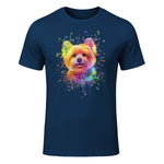 Colorful Splash Art Yorkshire Terrier Portrait Yorkshire Lover in Navy - front view