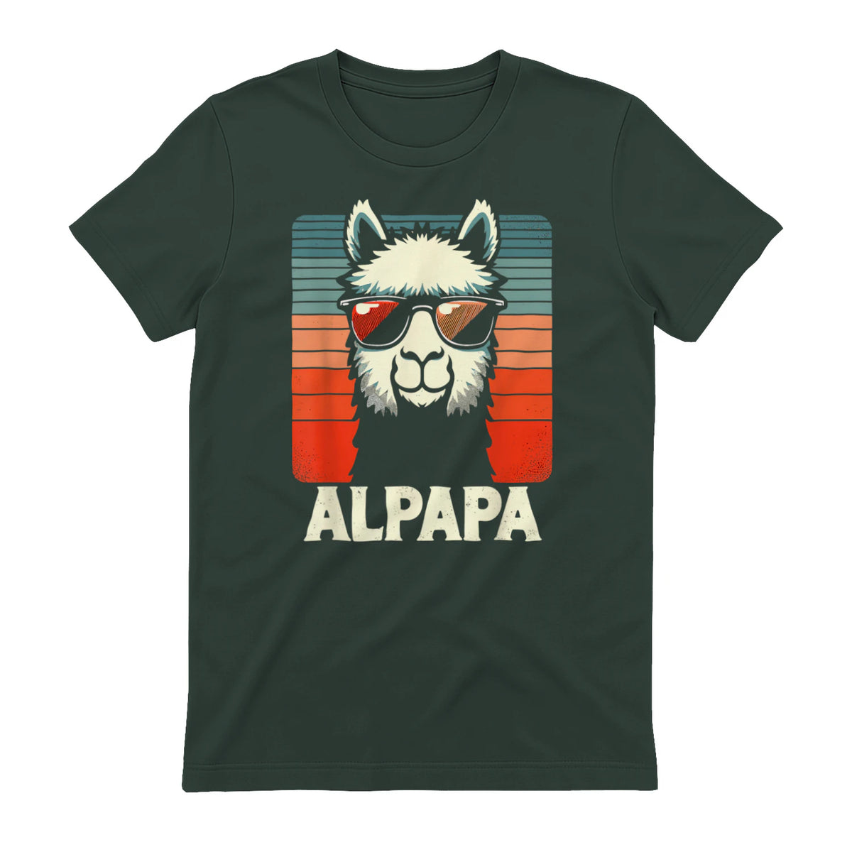 Bester Papa Alpapa Alpaka Frischgebackener Papa Vatertag T-Shirt in Forest Green - back view