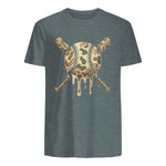 Baseball Drip Camo Baseball Bats Boys Sports Cool Game Day T-Shirt in Dark Heather - back view