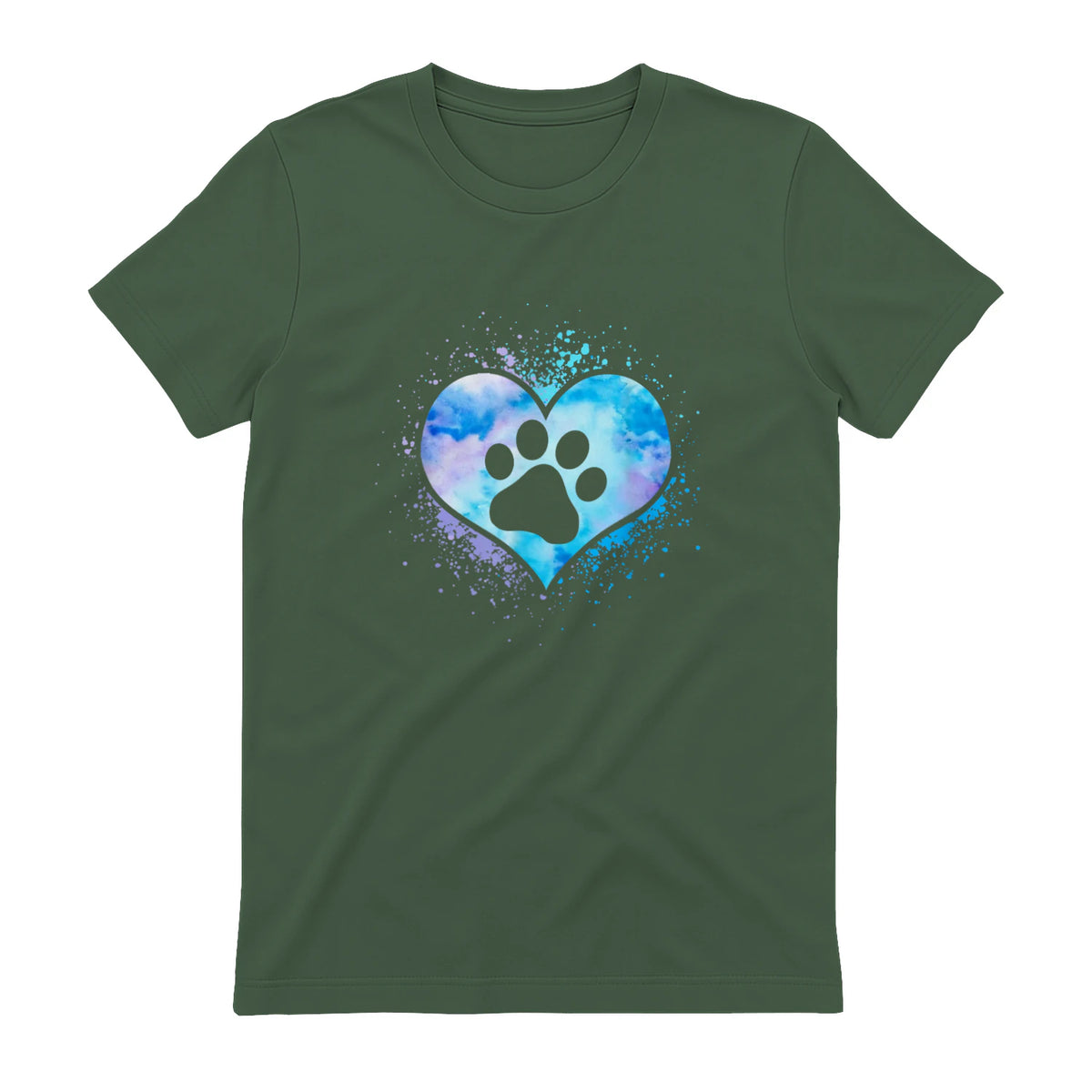 chien patte dans le coeur chien amoureux animal de compagnie in Military Green - back view