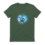 chien patte dans le coeur chien amoureux animal de compagnie in Military Green - back view