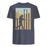 Baseball Drip Boys Dripping Ice Cream Baseball American Flag T-Shirt in Heather Navy - back view