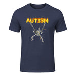 Autism Skeleton Meme in Heather Navy - front view
