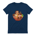 Kawaii Cute Anime Sloth Otaku Japanese Ramen Noodles in Navy - back view