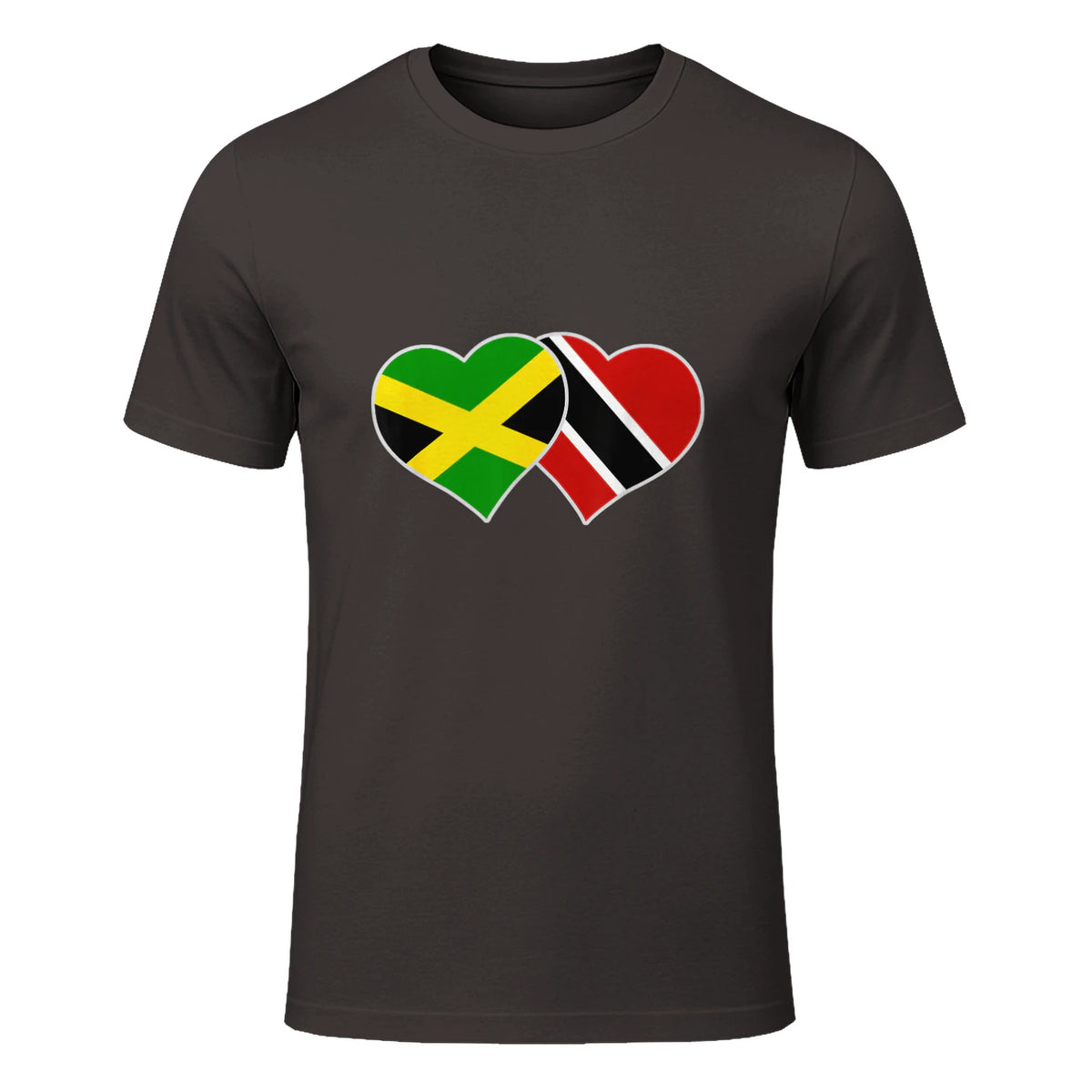 Trinidadian Jamaican Heart Love Jamaica Trinidad Flag in Dark Chocolate - front view