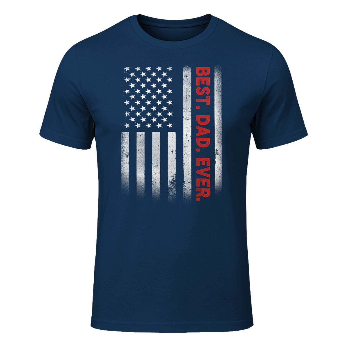 Best Dad Ever With US American Flag Gift For Father's Day in Navy - front view