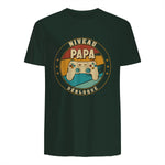 Nouveau Papa Parents Humour Gamer Nouvelle Naissance Annonce T-Shirt in Forest Green - back view