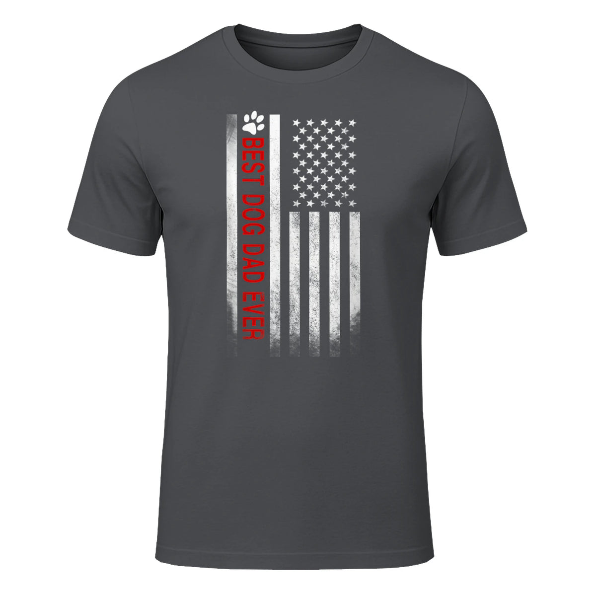 Best Dog Dad Ever American Flag Gift for Best Father in Charcoal - front view