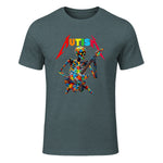Autism Skeleton Guitar Player Rock Music Autism Awareness in Dark Heather - front view