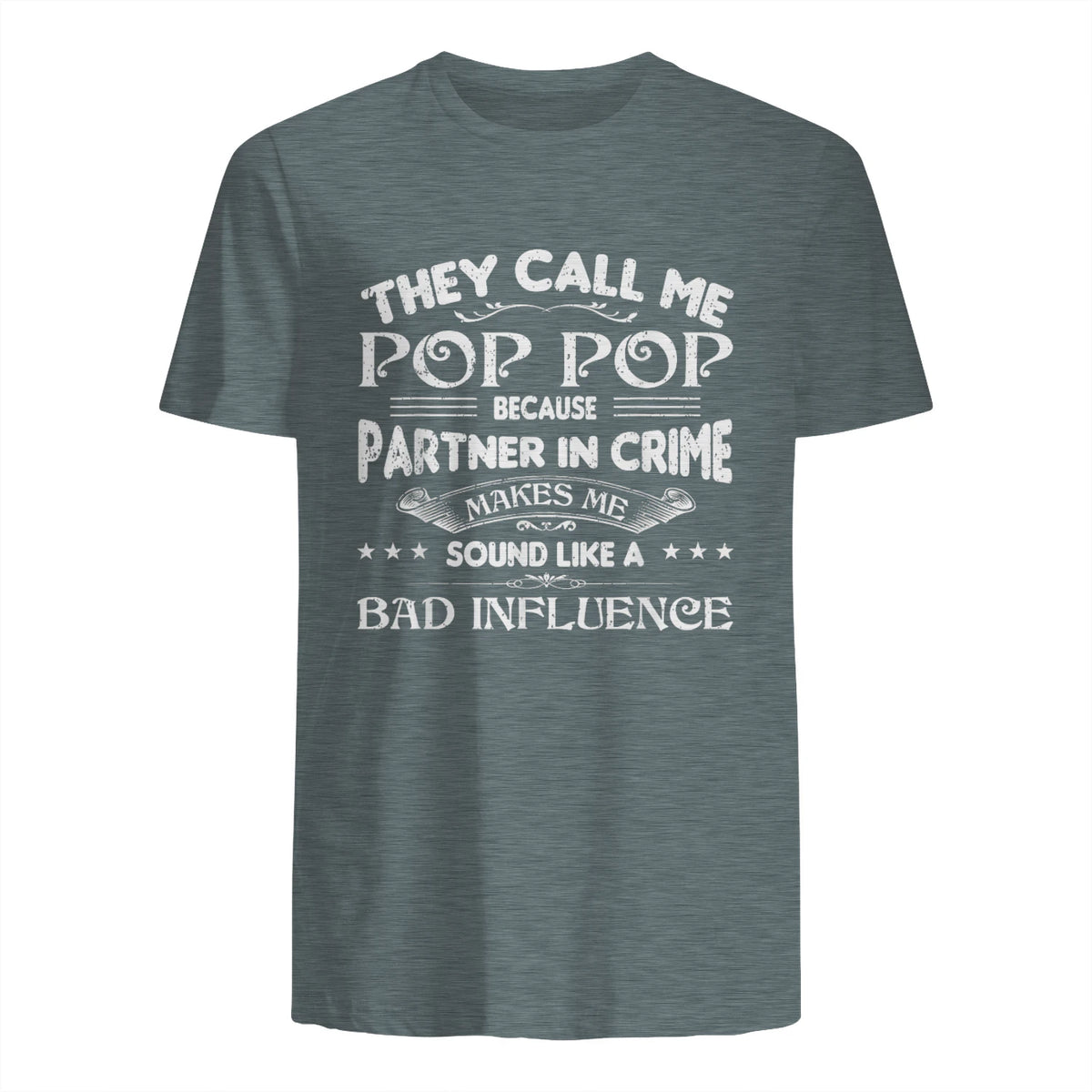 Funny Pop Pop Dad Shirt Valentine Fathers Day Christmas in Dark Heather - back view