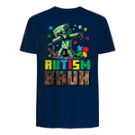 Autism Bruh Dab ASD Awareness Gamer Boys Kids Youth in Navy - back view