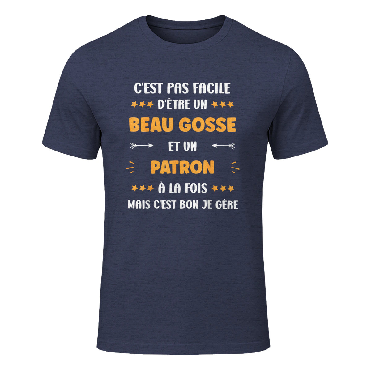 Départ Métier Super Patron Humour Beau Gosse Patron in Heather Navy - front view