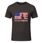 State Trooper USA Flag T-Shirt Gift T-Shirt in Dark Chocolate - front view