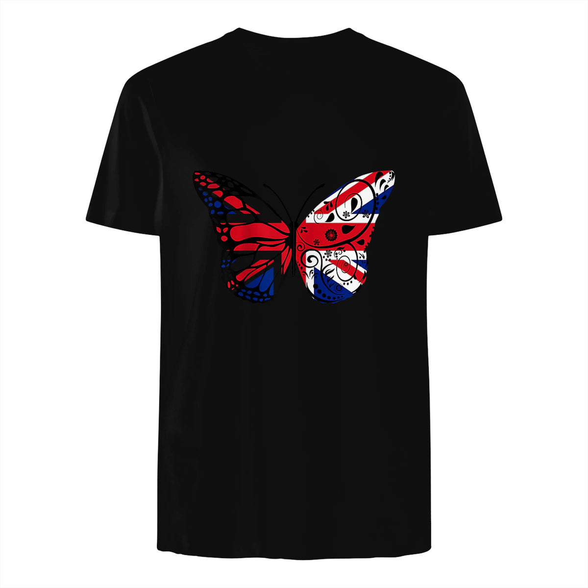 Union Jack Butterfly Butterflies Flag Wings British UK Flag in Black - back view