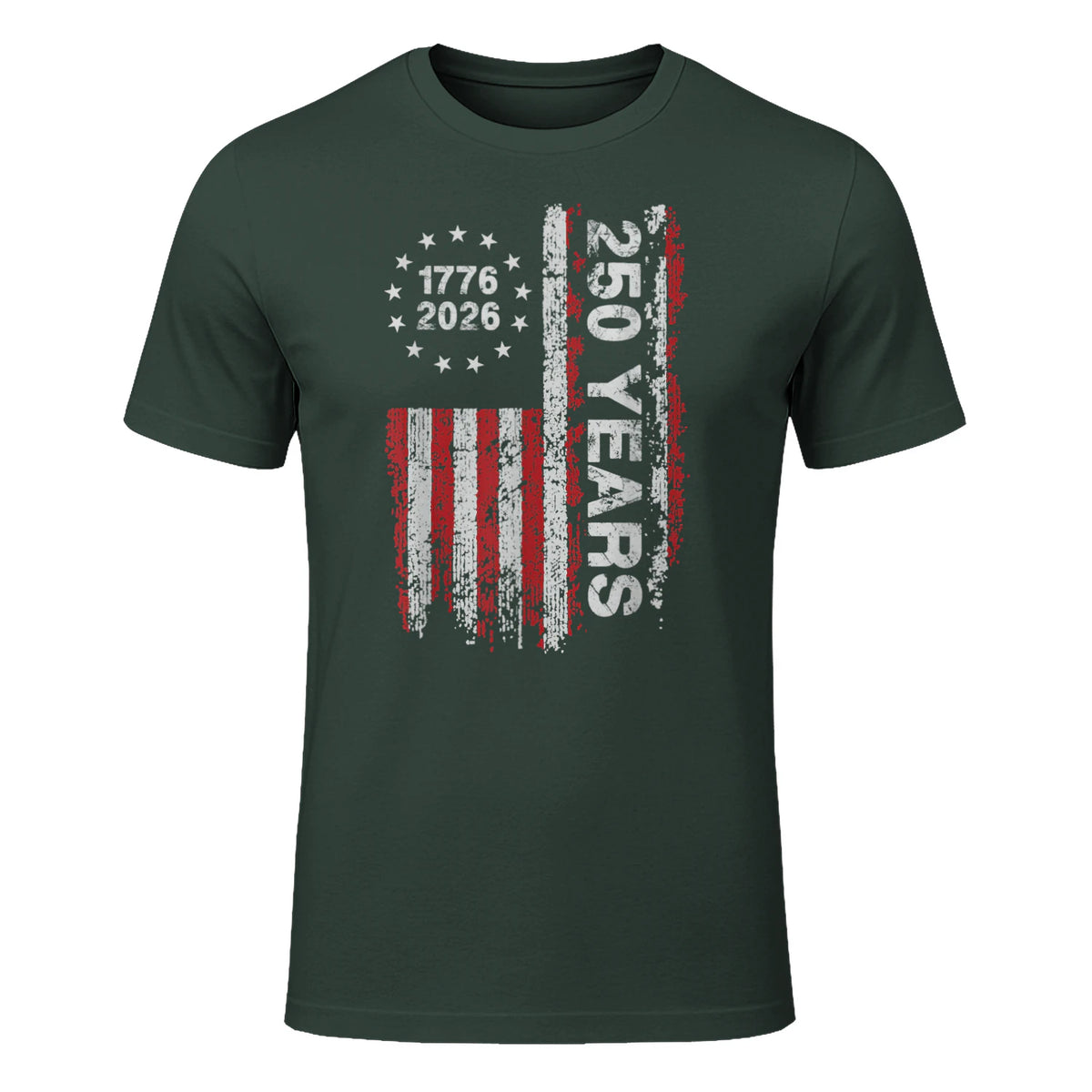American Independence Freedom Anniversary T-Shirt in Forest Green - front view