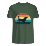 Basset Hound rétro Amant Vintage Sunset Dog & Puppy in Military Green - back view