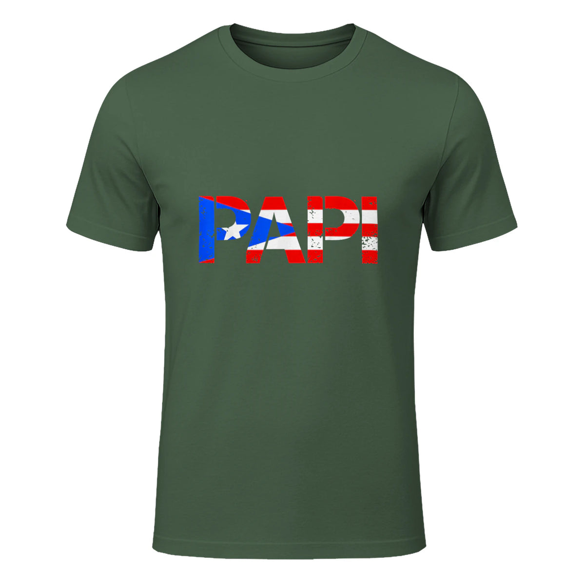 Puerto Rico Flag Father's Day Patriotic Puerto Rican Pride in Military Green - front view