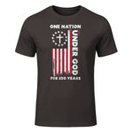 Christian American Flag Anniversary T-Shirt in Dark Chocolate - front view