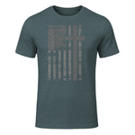 (Art) American Flag Christian Faith Cross Patriotic T-Shirt in Dark Heather - front view