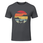 Pack A Punch Women's Retro Cat Graphic T-Shirt - Black, Short Sleev in Charcoal - front view
