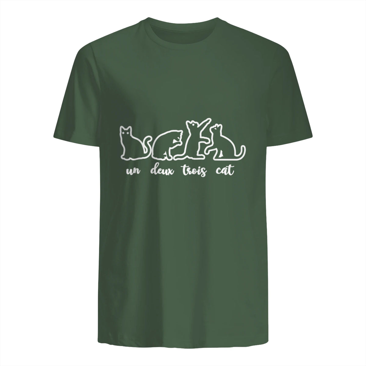 Un Deux Trois Cat, Cute & Funny Kittens, Gift For Cat Lovers T-Shirt in Military Green - back view