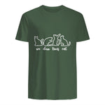 Un Deux Trois Cat, Cute & Funny Kittens, Gift For Cat Lovers T-Shirt in Military Green - back view