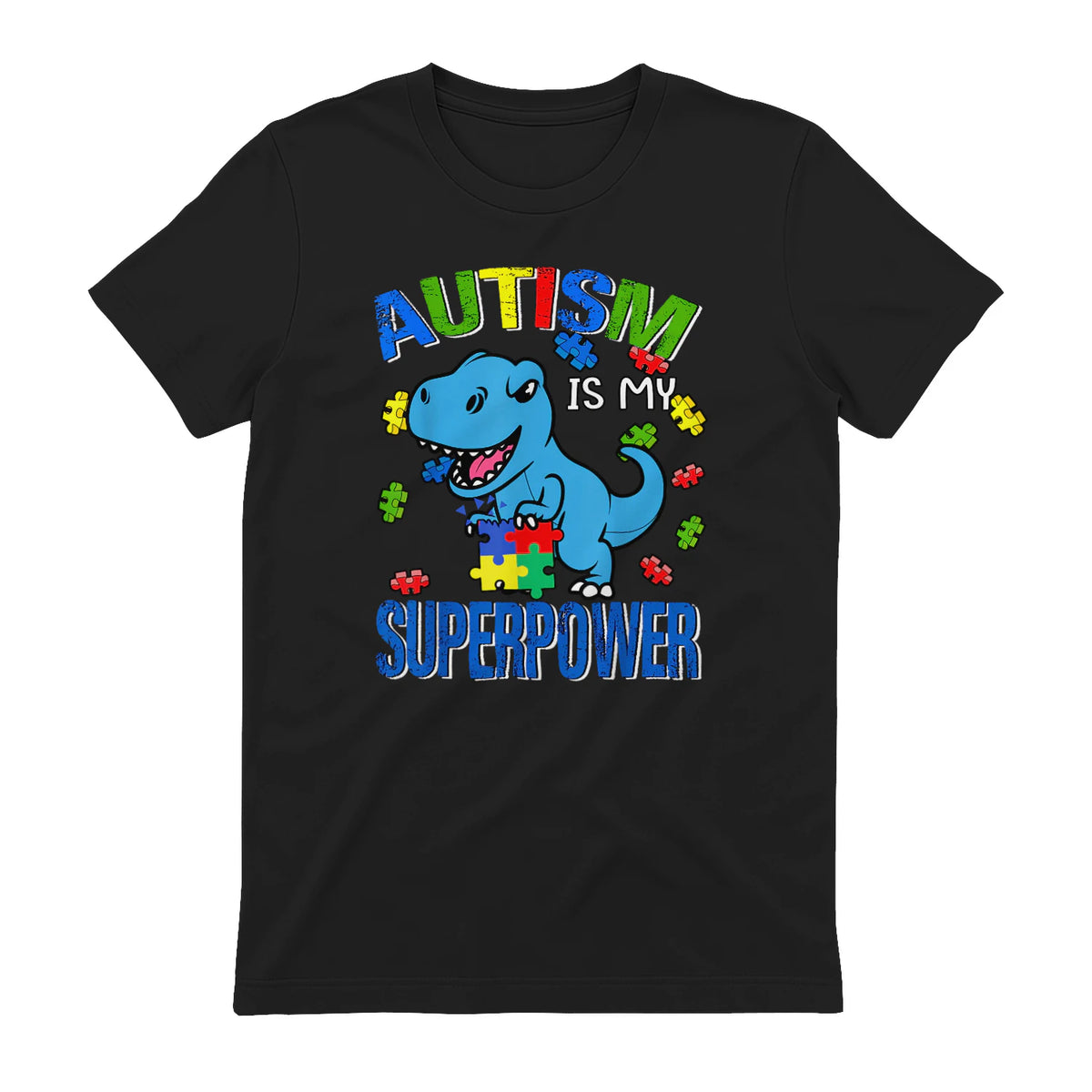 Kids Autism Awareness is My Superpower Boys in Black - back view