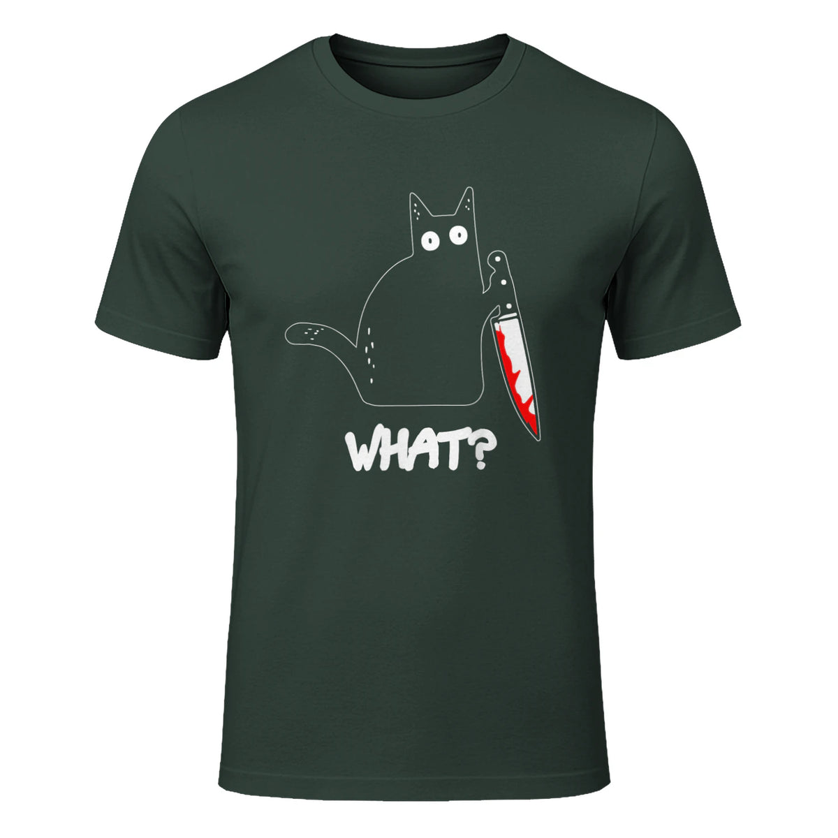 Chat Noir meurtrier drôle avec Couteau - Chat Noir Quoi in Forest Green - front view