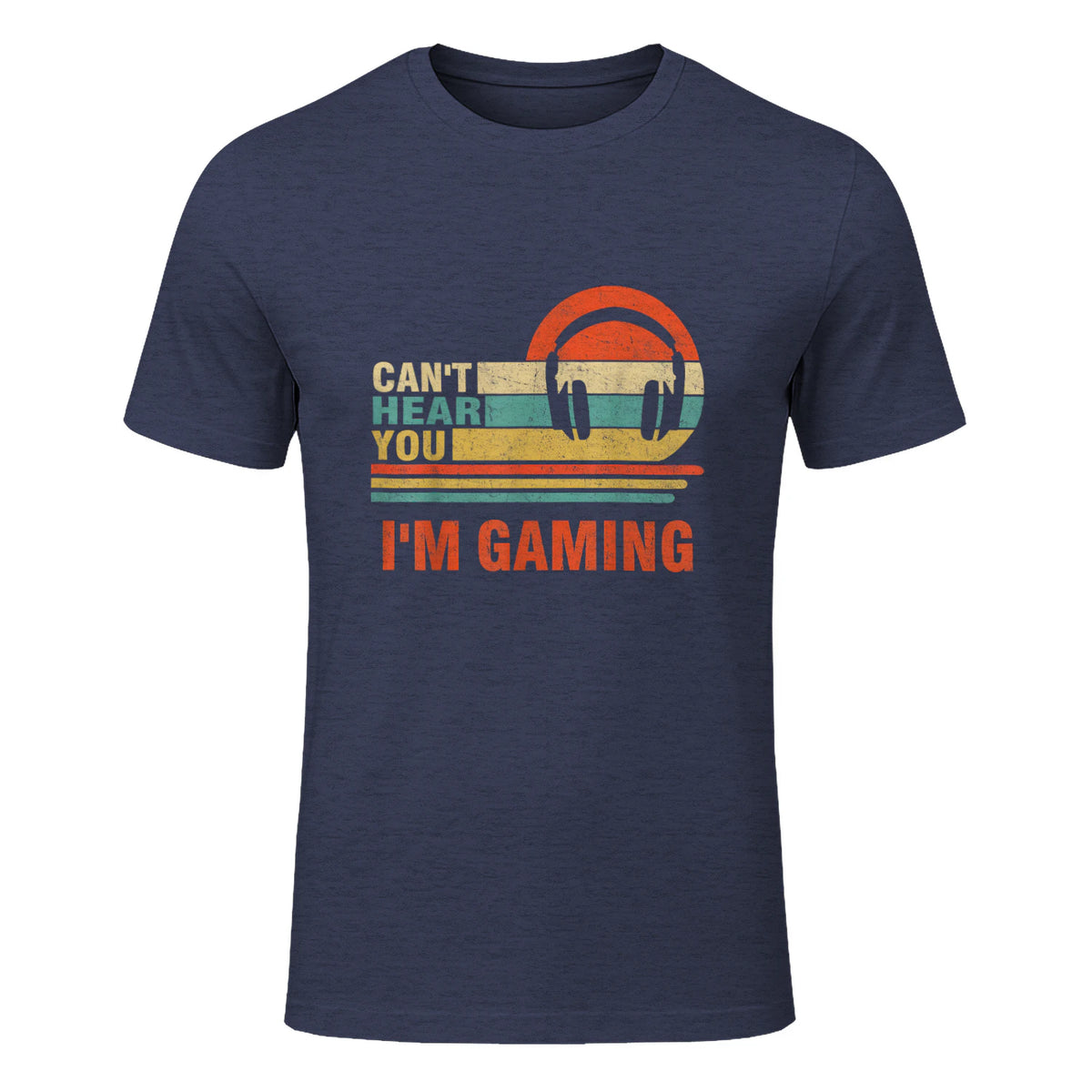 Funny Gamer Gift Headset Can't Hear You I'm Gaming in Heather Navy - front view