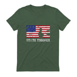 State Trooper USA Flag T-Shirt Gift T-Shirt in Military Green - back view