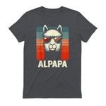 Bester Papa Alpapa Alpaka Frischgebackener Papa Vatertag T-Shirt in Charcoal - back view