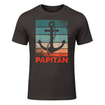 Papitän Papa und Kapitän Lustiges Retro Anker Vatertag in Dark Chocolate - front view