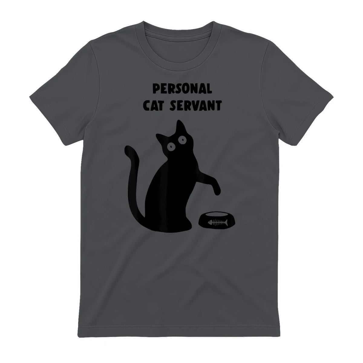 Personal Cat Servant Shirt Funny Black Cat Lover Gift in Charcoal - back view