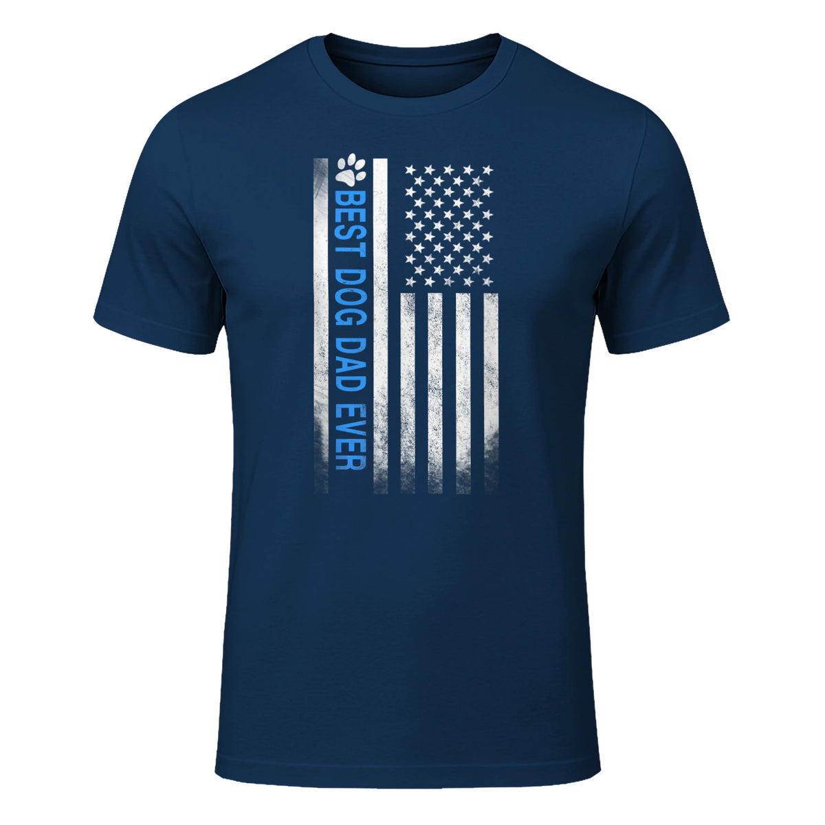 Best Dog Dad Ever American Flag T-Shirt Gift for Best Father in Navy - front view