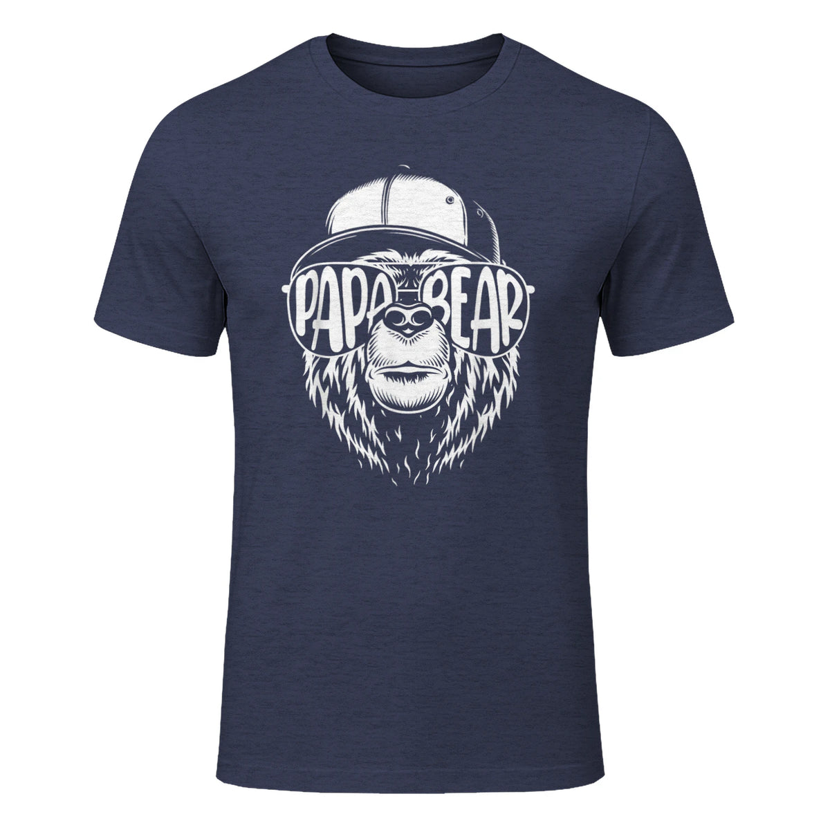 Grandfather Grandpa Son Daughter Children Gift Vatertag Schwarz Small Classic Fit Cartoon Bär Family Män in Heather Navy - front view