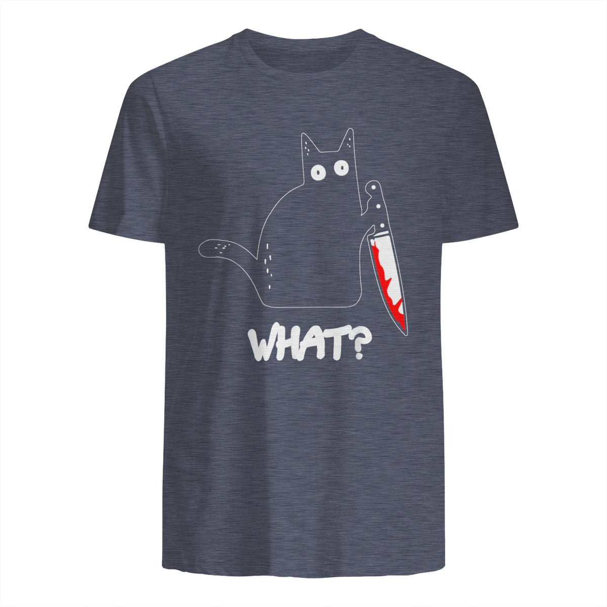 Chat Noir meurtrier drôle avec Couteau - Chat Noir Quoi in Heather Navy - back view