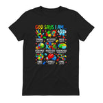 God Says I Am Kind Autism Awareness T-Shirt in Black - back view