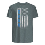 Best Dog Dad Ever American Flag T-Shirt Gift for Best Father in Dark Heather - back view