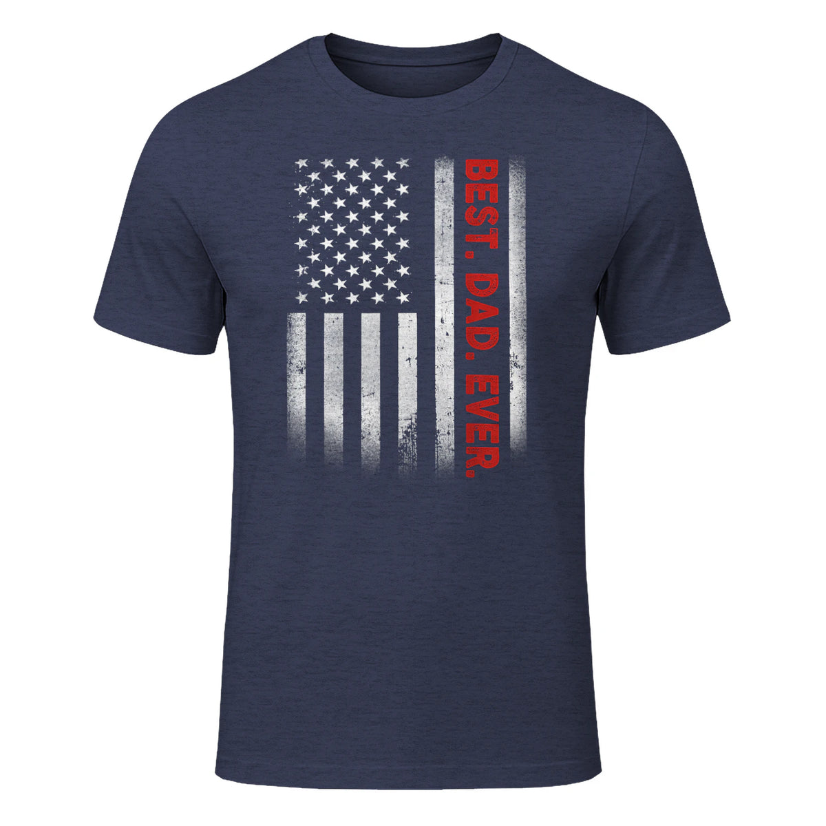 Best Dad Ever With US American Flag Gift For Father's Day in Heather Navy - front view