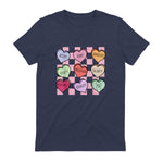Special Education Teacher Candy Heart Valentines Day Love T-Shirt in Heather Navy - back view