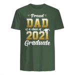 Proud Dad of a Graduate Senior Gift T-Shirt in Military Green - back view