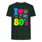 I Love the Eighties Classic Nostalgia T-Shirt in Forest Green - back view