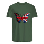 Union Jack Butterfly Butterflies Flag Wings British UK Flag in Military Green - back view
