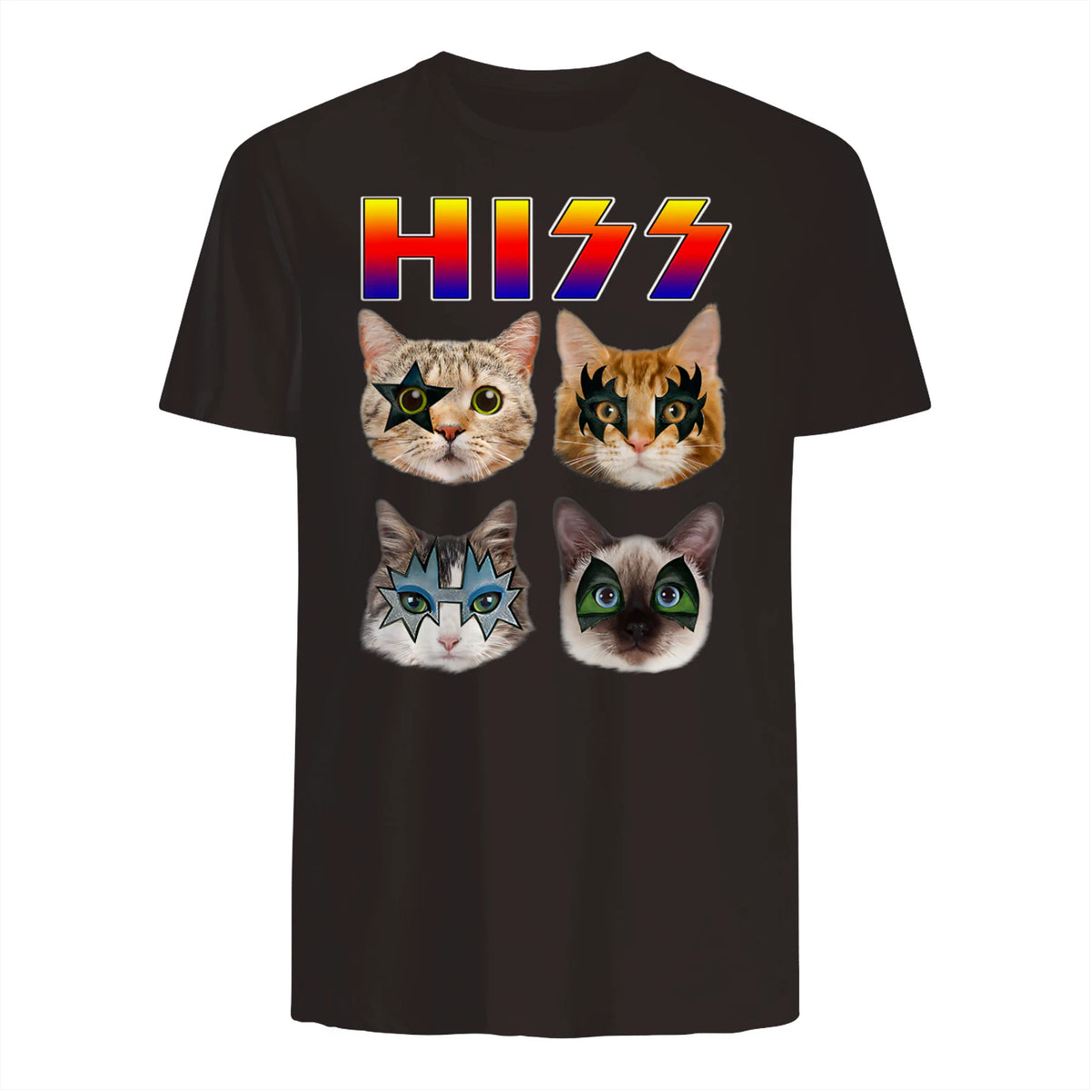 Funny Cat Hiss Rock and Roll For Cat Lover, Cat Dad, Cat mom T-Shirt in Dark Chocolate - back view