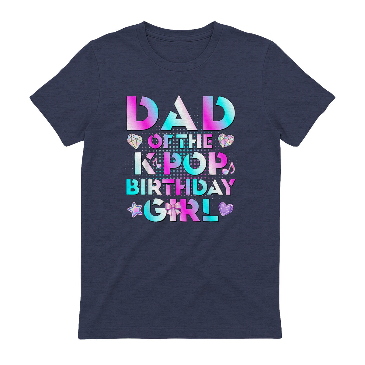 K-Pop Girl Dad T-Shirt in Heather Navy - back view