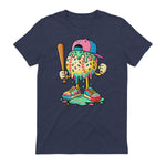 Baseball Drip for Boys Ice Cream Drip Baseball Sport T-Shirt in Heather Navy - back view